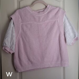 By antropologie damien knit vest pink/white  size medium